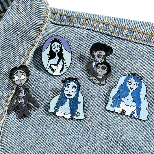 Personalized Cartoon Bride Enamel Pin Set - Brooches for Backpack & Clothing