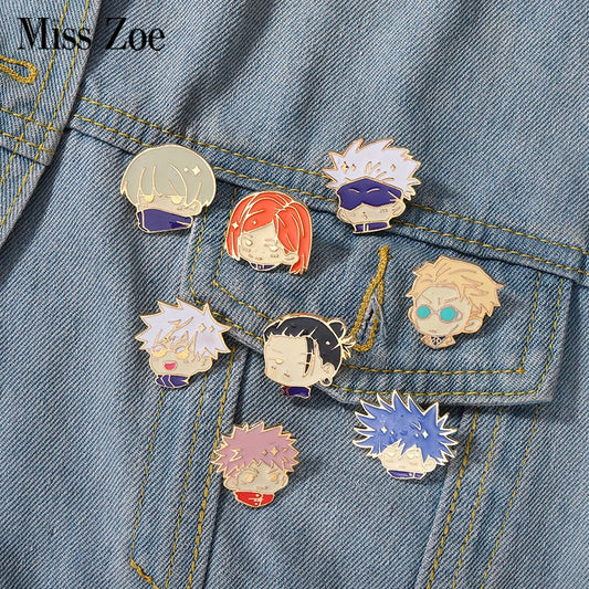 Jujutsu Kaisen Chibi Enamel Pins Gojo Satoru Itadori Yuji Brooches Lapel Badges Cartoon Jewelry Gift