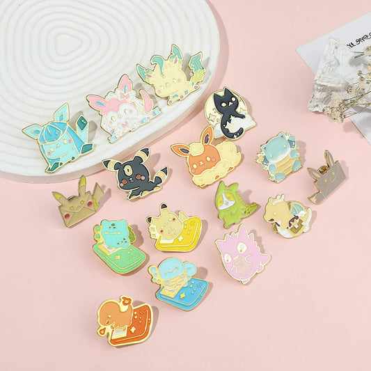 Cartoon Animal Brooch Set Pikachu Bulbasaur Squirtle Enamel Pins