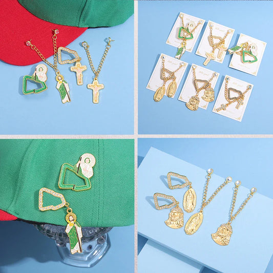 Metal Enamel Jesus Pendant Cowboy Hat Clip Pin Golf Cap Basketball Jewelry Gift
