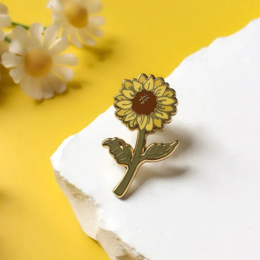 Sunflower Enamel Pin Floral Brooch Jewelry Gift Wholesale