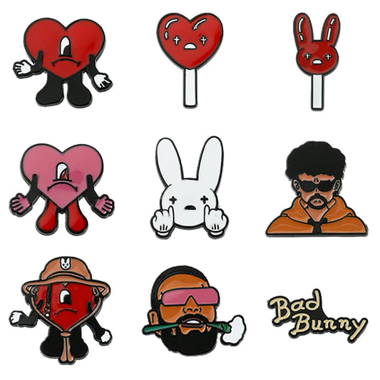 Bad Bunny Red Heart Enamel Pin Jewelry Accessory