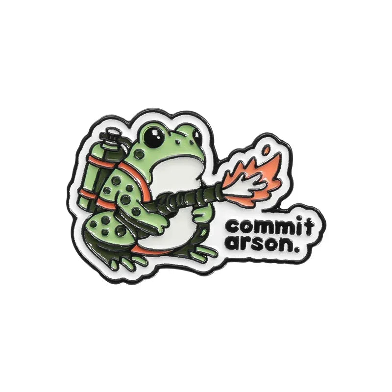Burnt Out Optimistic Frog Enamel Pins Brooches Lapel Badge Gift