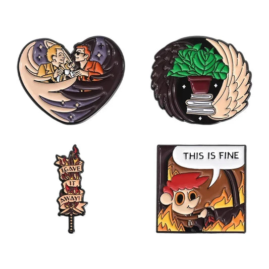 Fantasy Comedy Enamel Pins Angels Demons Badge Backpack Lapel Pin Funny Jewelry Accessory