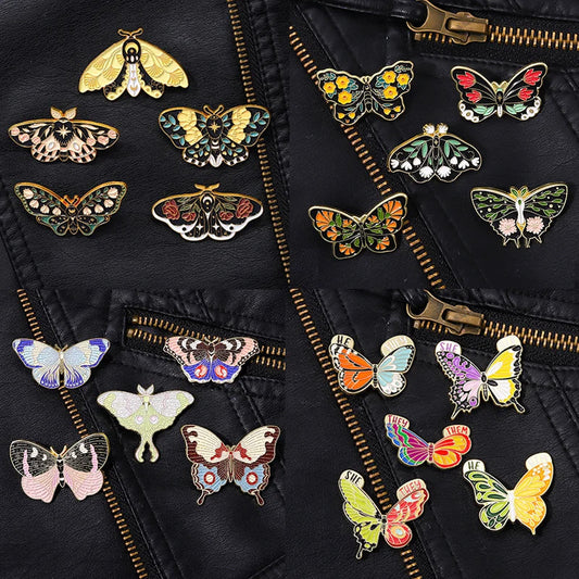 Butterfly Moth Enamel Pin Brooch Gothic Witch Jewelry Lapel Gift