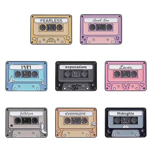 Vintage Cassette Tape Enamel Pins Nostalgic Radio Brooches Lapel Fashion Wholesale