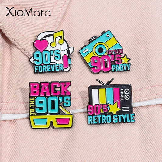90s Nostalgia Enamel Pins Retro Hip Hop Brooches Lapel Badge Gifts