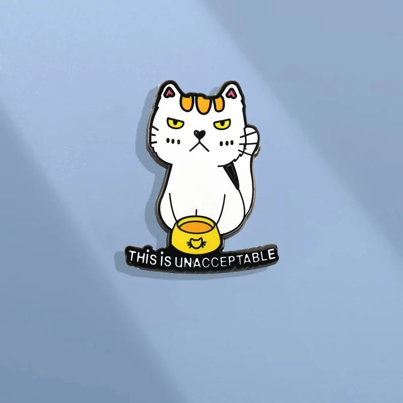 Funny Angry Cat Enamel Pin Brooch Lapel Badge Fashion Jewelry Gift