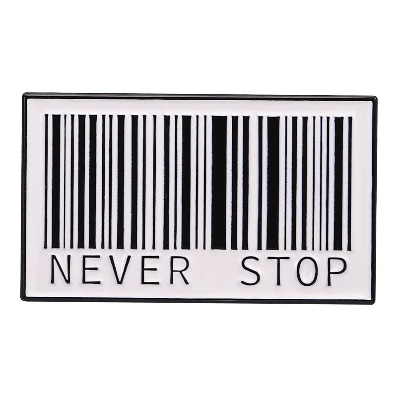 Creative NEVER STOP Enamel Pins Inspiring Quotes Brooches Optimism Lapel Badges Jewelry Gift