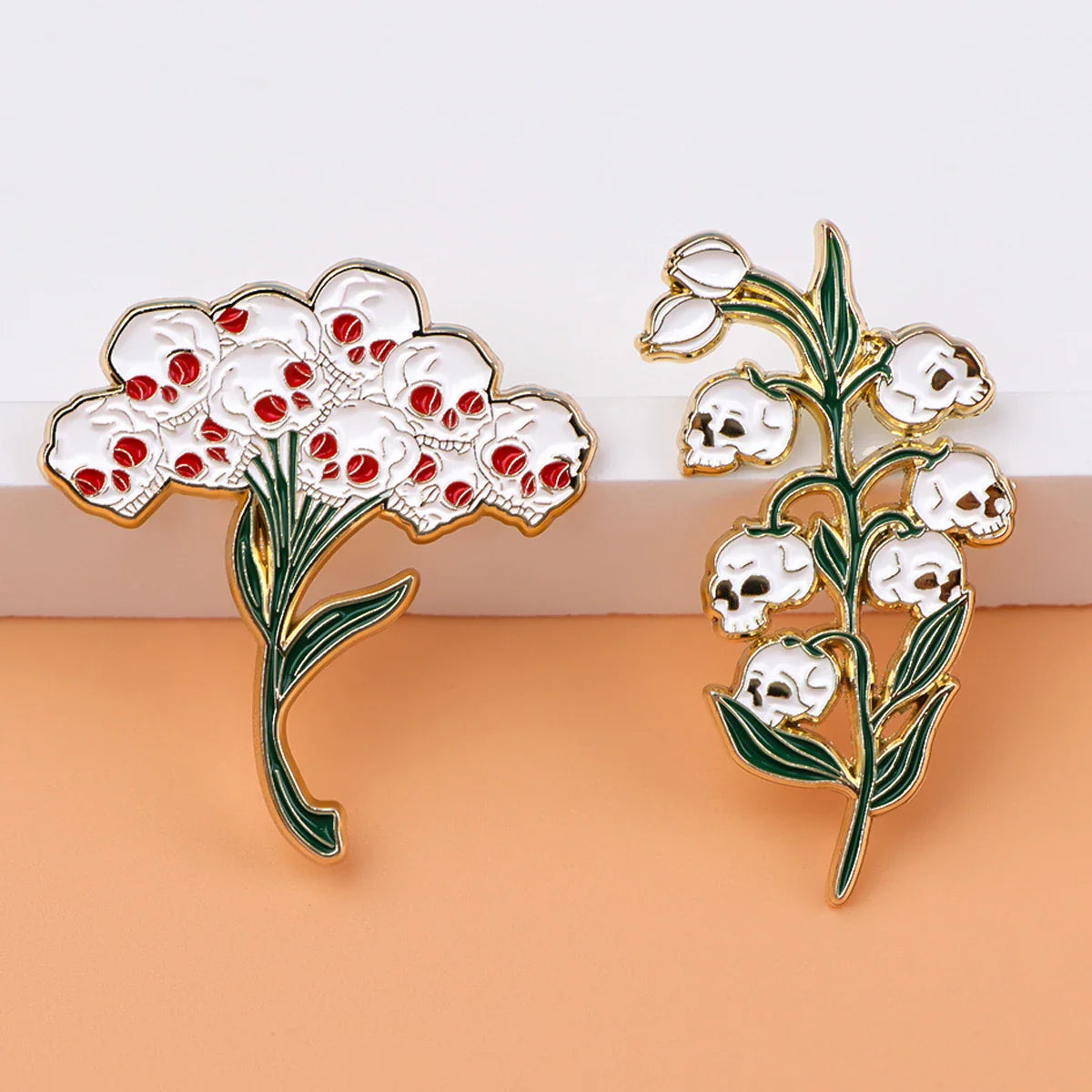 Punk Skull Flower Enamel Pins Brooch Lapel Badge Halloween Jewelry Gift