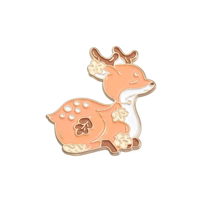 Cartoon Animal Enamel Pins: Capybara, Deer, Turtle, Cat, Frog, Plant Brooches Lapel Badges Jewelry Gift