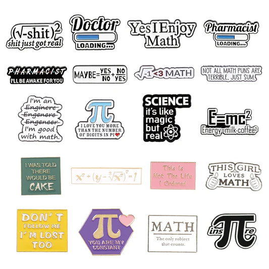 Cartoon Pi Metal Enamel Brooch Math Badge Fashion Accessory