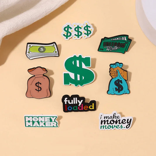 Gold Coin Enamel Pins Brooches Backpacks Clothes Badge Lapel Jewelry Gifts
