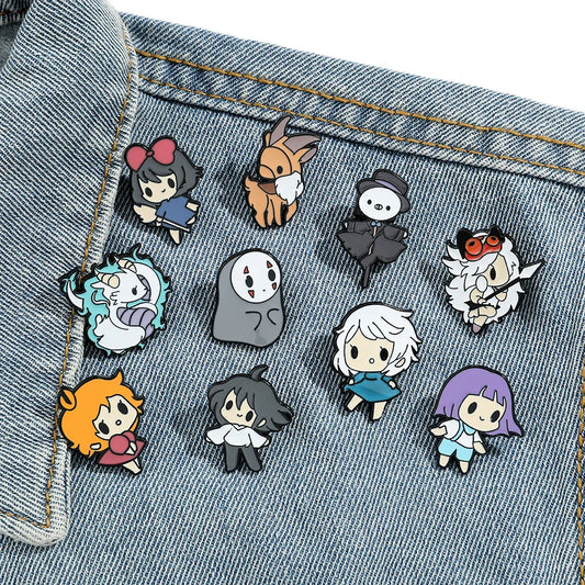 11 Animal Enamel Pins Set: Deer, Scarecrow, Dragon Brooches for Backpack & Clothing
