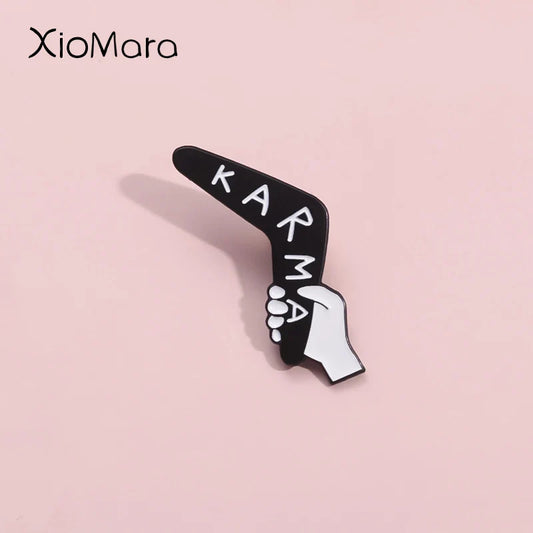 Karma Boomerang Enamel Pins Gothic Punk Jewelry Brooches Lapel Badges Gift for Friends