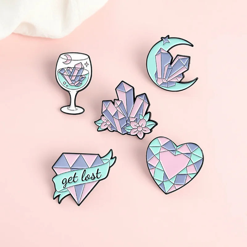 Jewel Diamond Goblet Brooch Pin for Women Men Hat Glasses Pet Party Casual Gifts