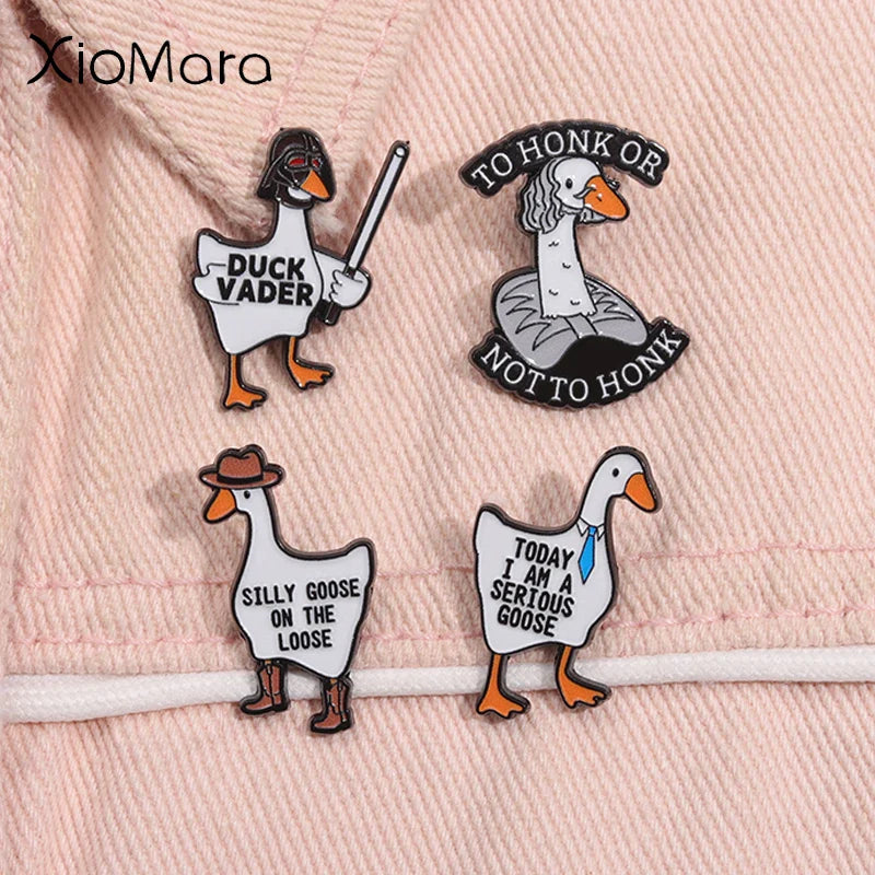 Silly Goose Enamel Pin Cartoon Duck Brooch Lapel Badge Jewelry Wholesale