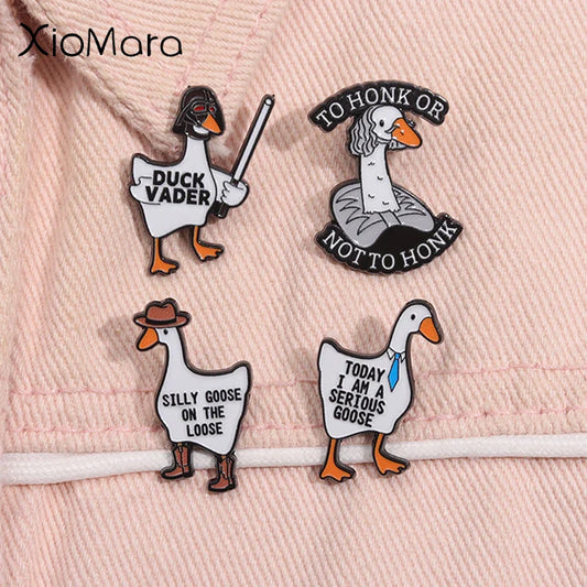 Silly Goose Enamel Pin Cartoon Duck Brooch Lapel Badge Jewelry Wholesale