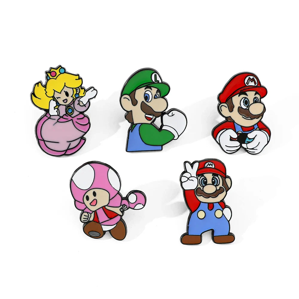 Super Mario Luigi Enamel Brooch Pin Set - Backpack Clothing Accessories Gift
