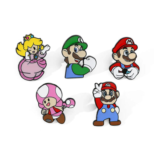 Super Mario Luigi Enamel Brooch Pin Set - Backpack Clothing Accessories Gift