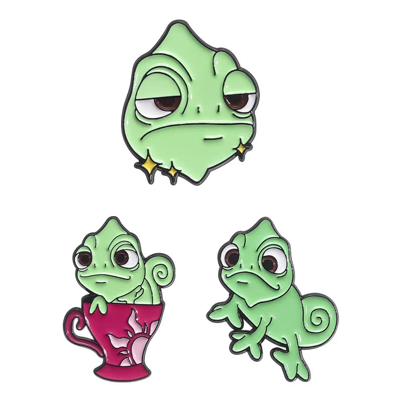 Chameleon Enamel Pins Cute Animal Brooches Lapel Badge Jewelry Gifts