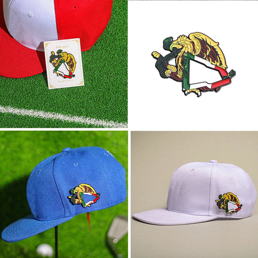 Mexican Eagle Metal Hat Clip Brooch Enamel Pin Badge Golf Cap Marker