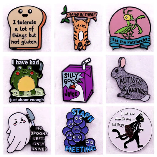 Funny Animal Quote Enamel Pins Lapel Badge Collection Brooch Accessories