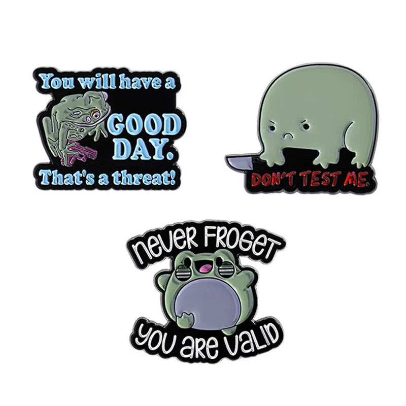 Cartoon Frog Enamel Pins Cute Toad Brooches Lapel Backpack Badge Jewelry Gifts