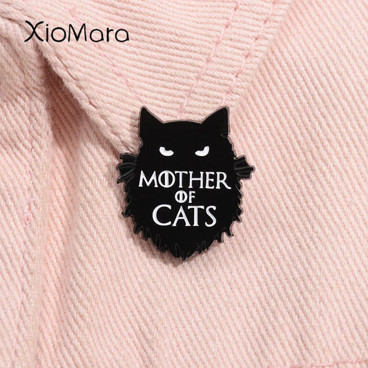 Mother Of Cats Enamel Pin Gothic Black Cat Brooch Lapel Badge Jewelry Accessories