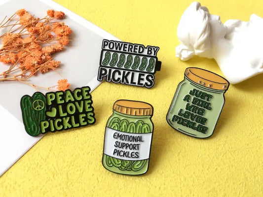 Pickle Enamel Pin Green Vegetable Brooch Jewelry Gift
