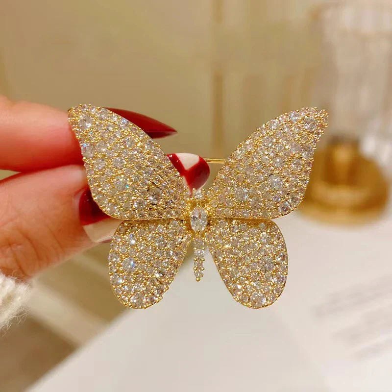 CZ Butterfly Brooches Pins for Women Purple Green Crystal Insect Jewelry Gifts