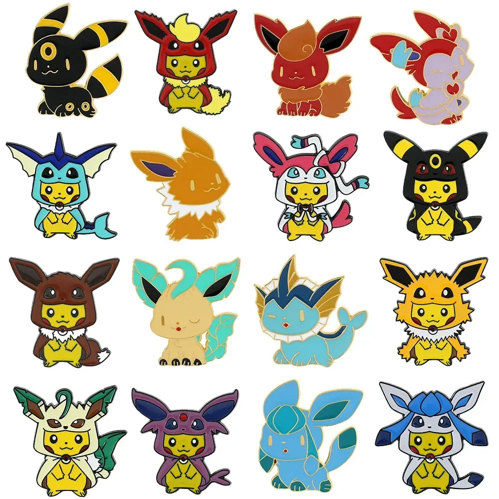 Pokemon Enamel Pins Kawaii Pikachu Eevee Badges Anime Brooches Cute Backpack Accessories