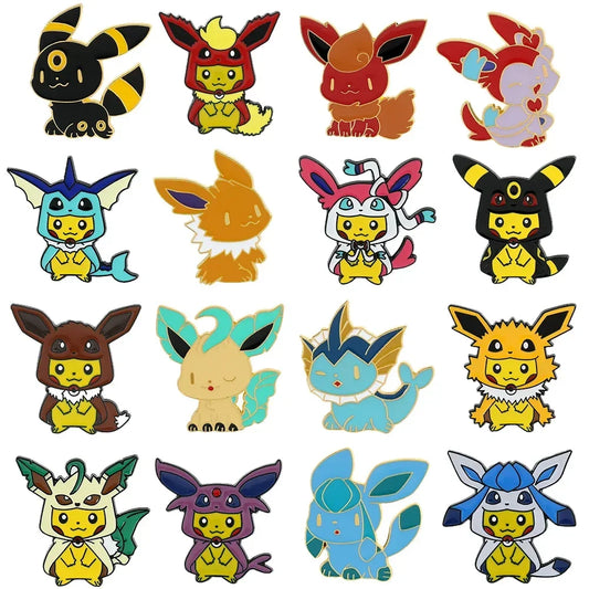 Pokemon Enamel Pins Kawaii Pikachu Eevee Badges Anime Brooches Cute Backpack Accessories