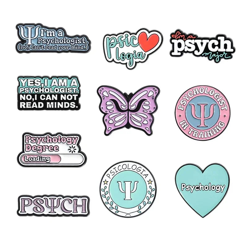 Psychology Enamel Pins Mental Health Butterfly Brooch Lapel Badge Gift