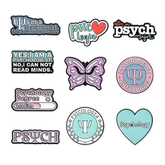 Psychology Enamel Pins Mental Health Butterfly Brooch Lapel Badge Gift