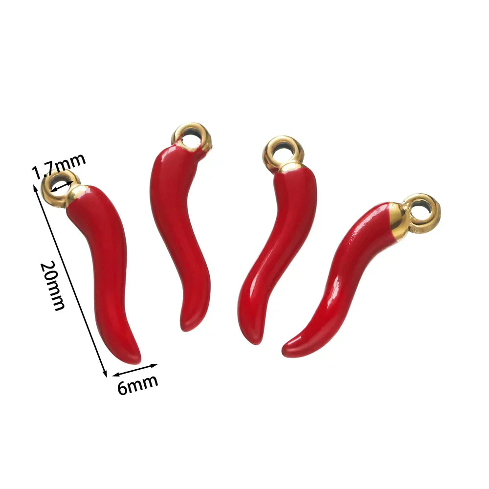 Stainless Steel Red Pepper Charms for DIY Jewelry Necklace Bracelet Crafts