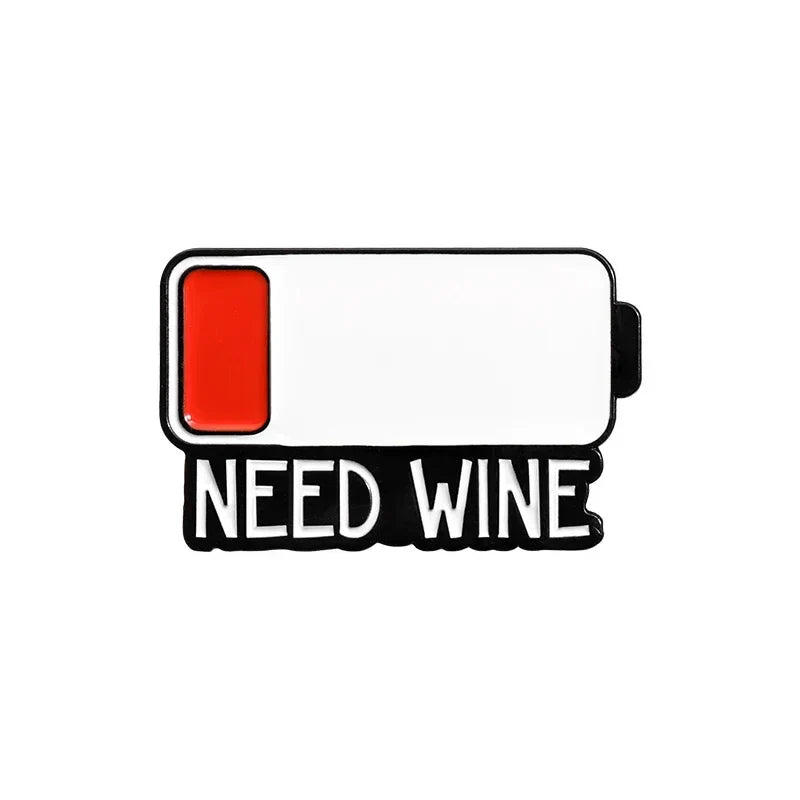 Low Battery Enamel Pins: Need Nap, Wine, Coffee Brooches Lapel Badge Jewelry