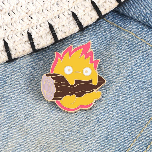 Calcifer Fire Demon Enamel Pin Anime Brooch Lapel Jewelry Gift