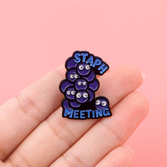 Staphylococcus Enamel Pins Purple Brooches Women Lapel Badges Fashion Jewelry Accessories