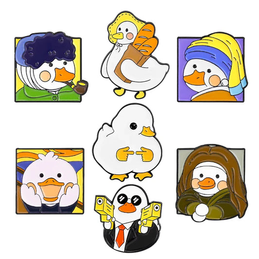 Duck Meme Enamel Pin Cartoon Brooches Fashion Gift for Kids
