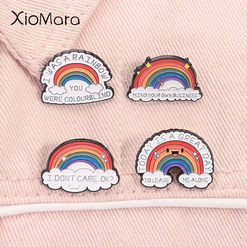 LGBT Pride Rainbow Enamel Pin Mind Your Business Mental Health Brooch Lapel Badge Gift