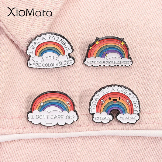 LGBT Pride Rainbow Enamel Pin Mind Your Business Mental Health Brooch Lapel Badge Gift