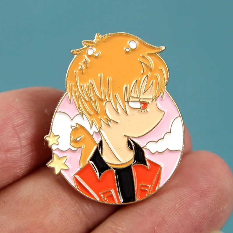 Cute Cartoon Fruit Basket Enamel Pins Metal Badge Fashion Accessory