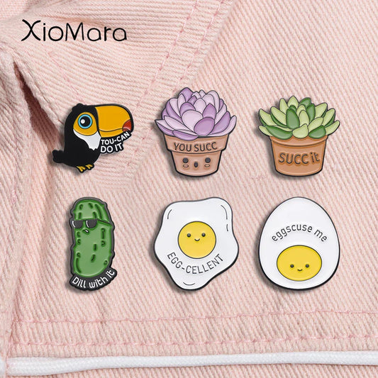 Toucan Enamel Pin Cute Bird Cactus Brooch Lapel Backpack Badge Jewelry Gift