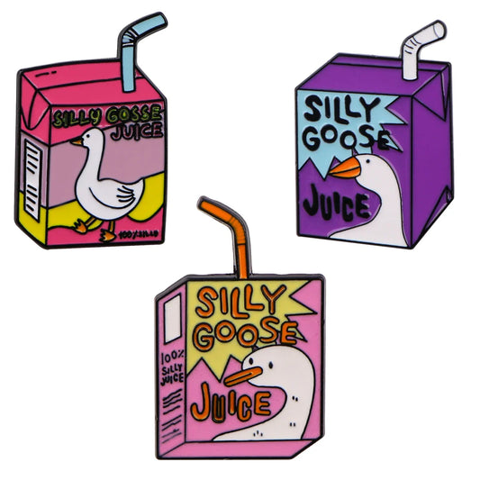 Cute Goose Juice Enamel Pin Cartoon Brooch Metal Jewelry Gift