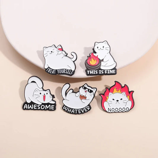 Funny Cat Enamel Pin Cartoon Kitten Brooch Lapel Badge Wholesale Gifts
