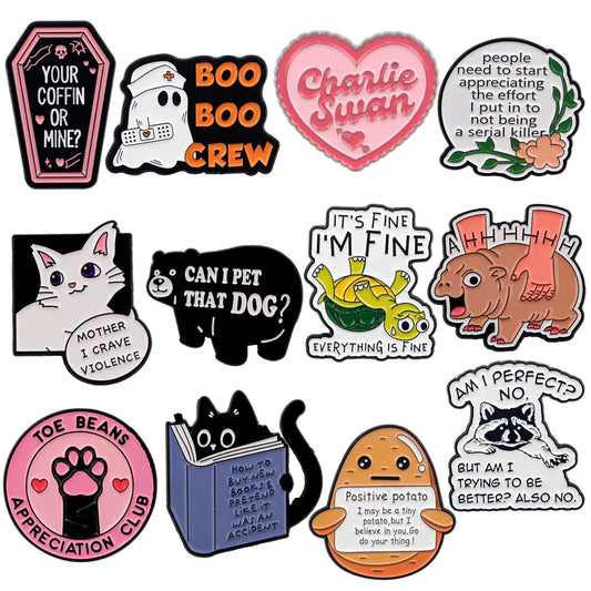 Cute Animal Enamel Pins Cartoon Brooch Lapel Badges Fashion Jewelry Gift