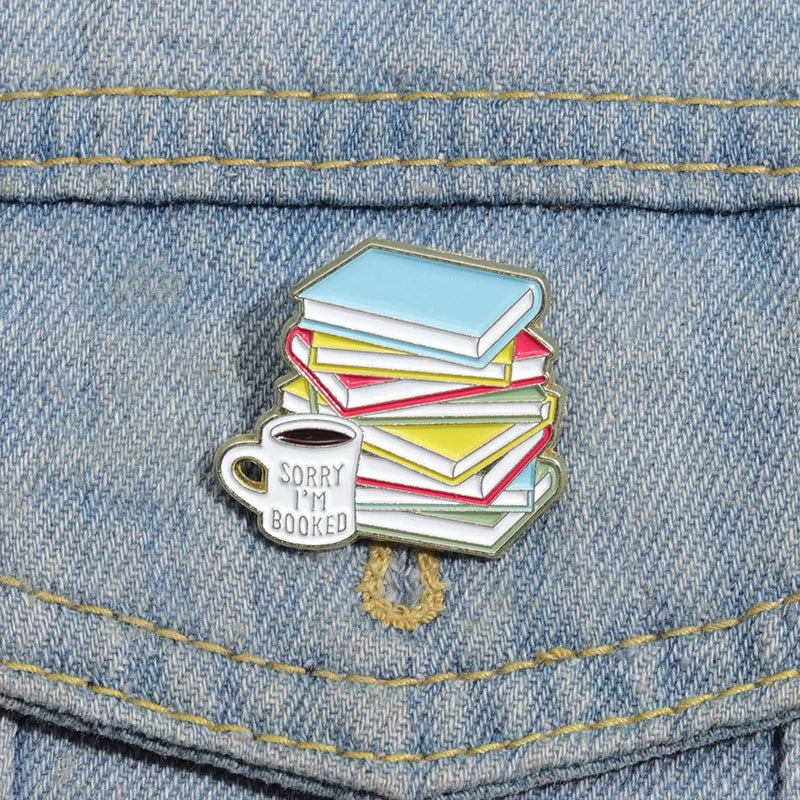 Book Lover Enamel Pin Reading Brooch Lapel Pin Backpack Badge Jewelry Gift