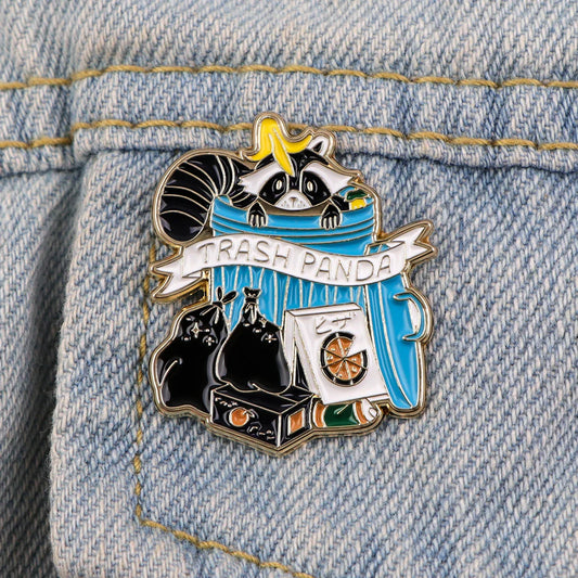Raccoon Enamel Pins Cartoon Trash Panda Brooch Lapel Badges Jewelry Gifts