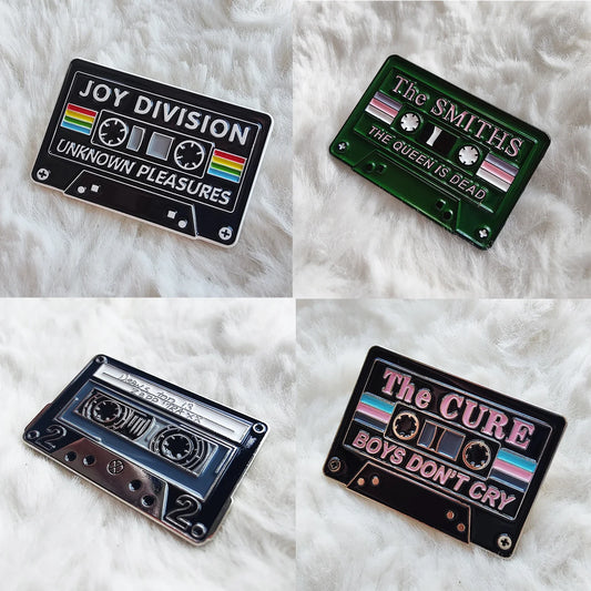 80s Rock Band Cassette Tape Enamel Pin